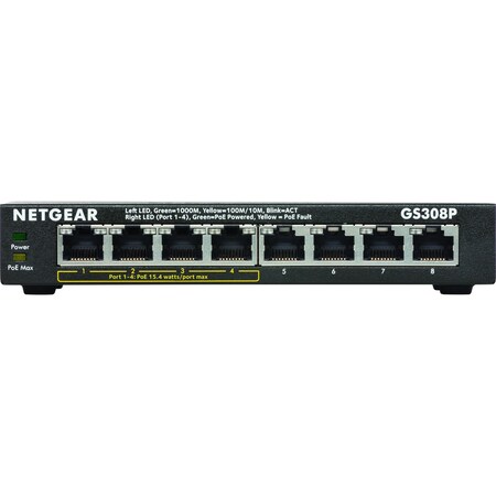 Netgear 8 Port Gigabit PoE Switch, GS308P100NAS GS308P-100NAS